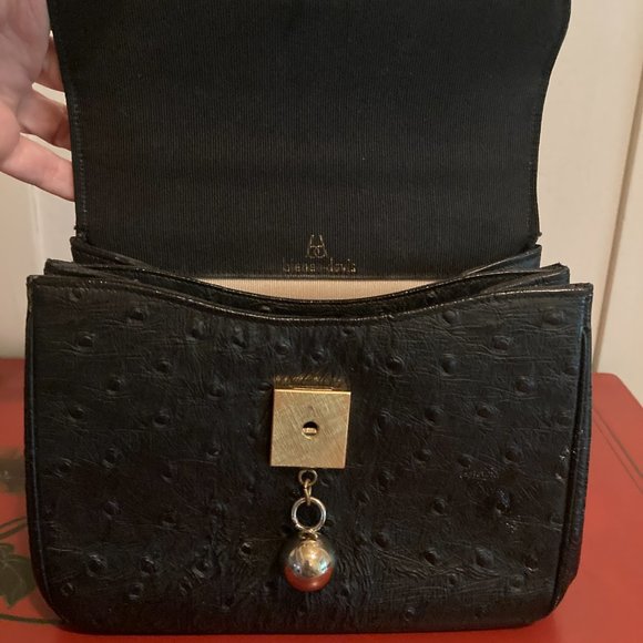 Bienen Davis Vintage black handle ostrich leather bag - Picture 5 of 8